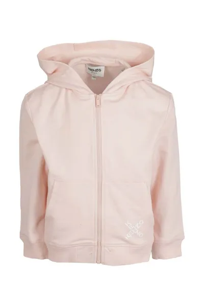 Kenzo Kids' Logo-print Zipped Hoodie In Pink