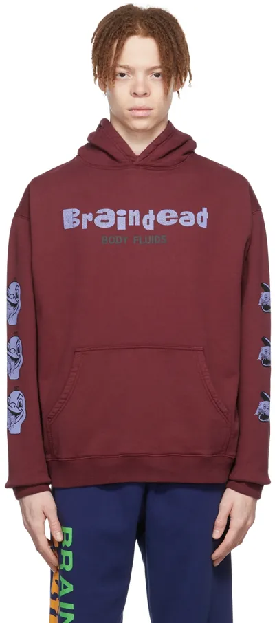 Brain Dead Burgundy Cotton Hoodie