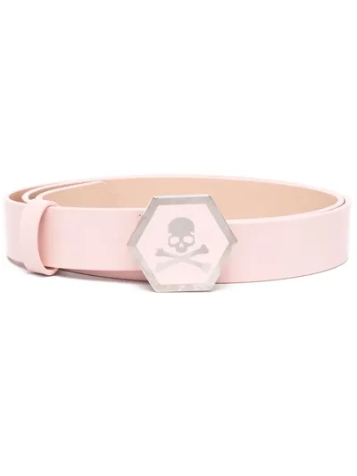 Philipp Plein Skull-motif Leather Belt In Pink