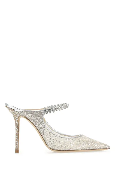 Jimmy Choo Bing 100 Mules In Silver