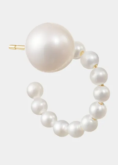 Sophie Bille Brahe Lien De Perles Small Pearl Hoop Earring, Single (right) In Yg