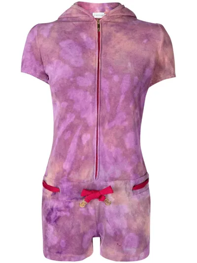 Stain Shade Tie-dye Hooded Playsuit In Violett