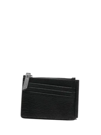 Maison Margiela Four-stitch Logo Leather Wallet In Nero