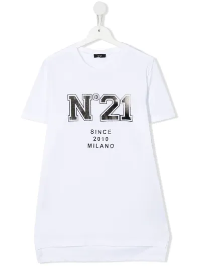 N°21 Teen Logo-print Round-neck T-shirt In Weiss