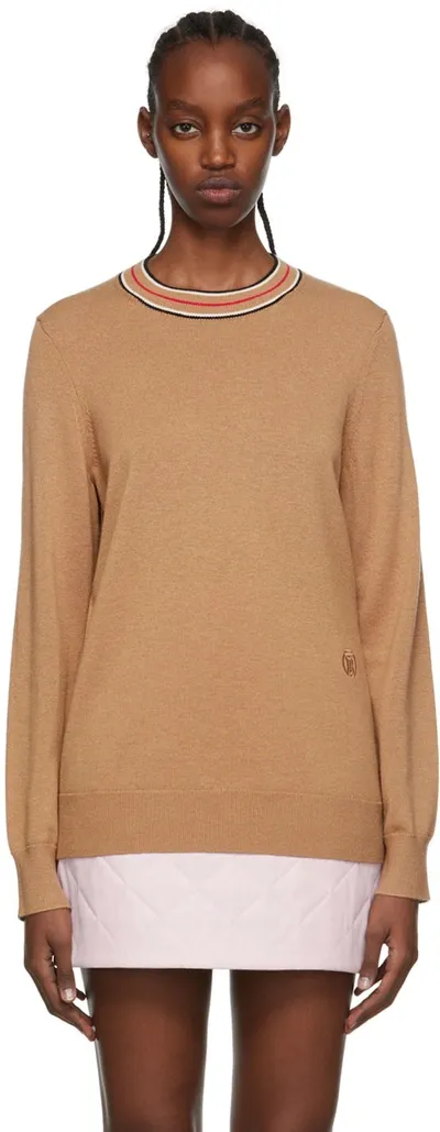 Burberry Tilda Icon-stripe Cashmere Sweater In Camel