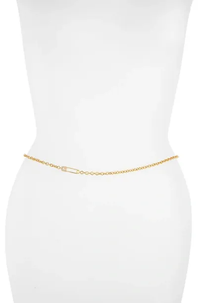 Vidakush Safety Pin Charm Belly Chain In Gold