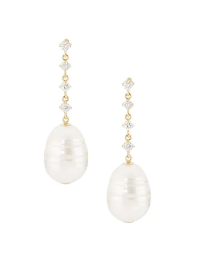 Zoë Chicco 14k Yellow Gold Linked Prong Diamond & Cultured Baroque Pearl Drop Earrings