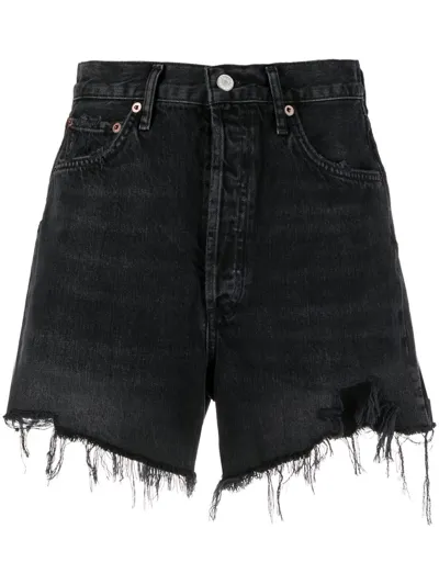 Agolde Stella High-rise Denim Shorts In Black