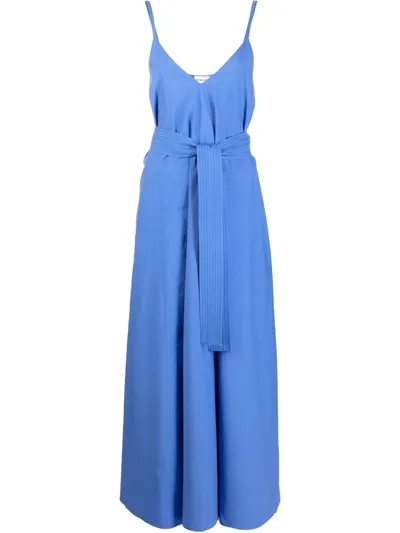 P.a.r.o.s.h V-neck Tie-waist Dress In Blue