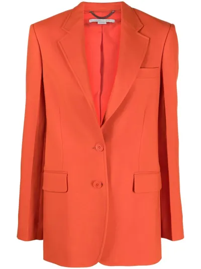 Stella Mccartney Single Breast Twill Blazer Jacket In Tangerine