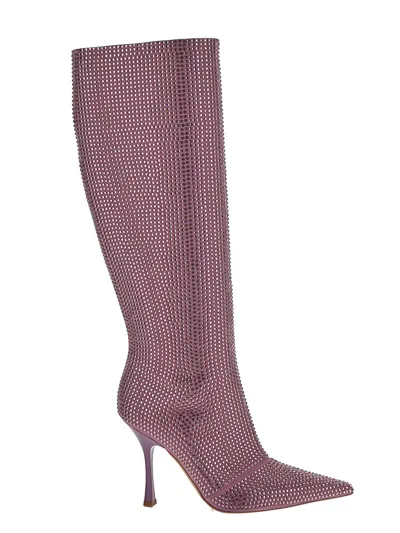 Leonie Hanne X Liu Jo High Boot With Rhinestones In Purple