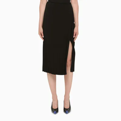 Balenciaga Black Pleated Midi Skirt