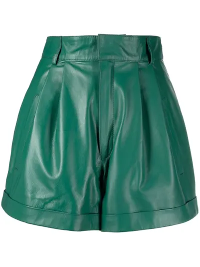 Manokhi High-waist Leather Shorts In Green