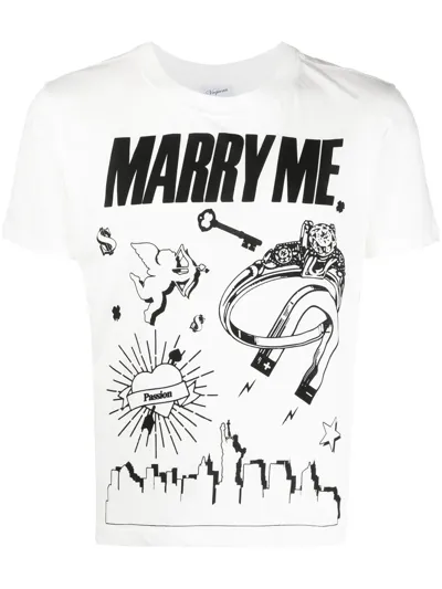 Vaquera Unisex Marry Me Cotton Logo Graphic T-shirt In Blanc De Blanc