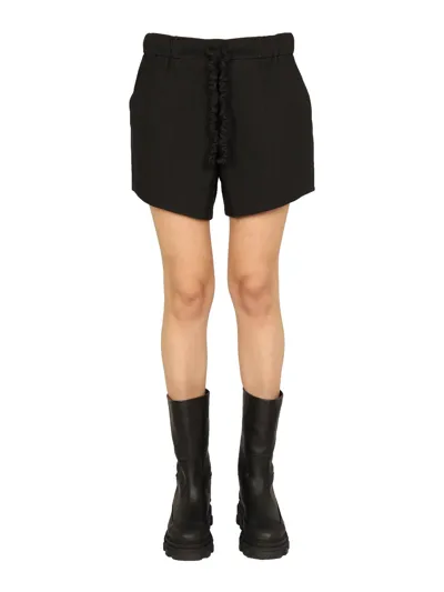 Ganni Shorts With Ruffled Elastic In Black