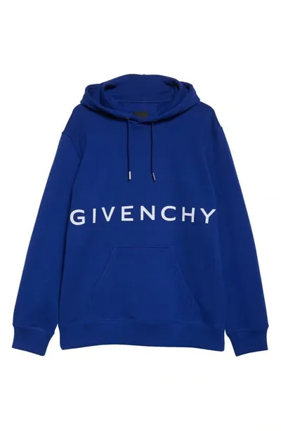 Givenchy 4g Peace Blue Hooded Cotton Sweatshirt In Ocean Blue