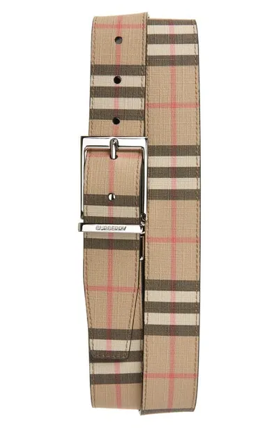 Burberry Reversible Vintage Check Belt In Archieve Beige