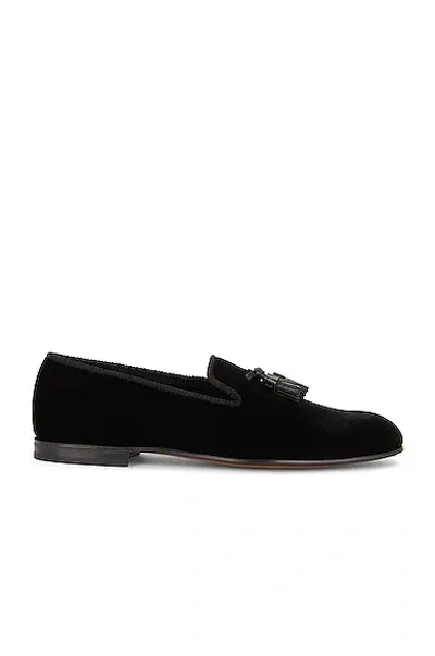 Tom Ford Velvet Loafer In Black