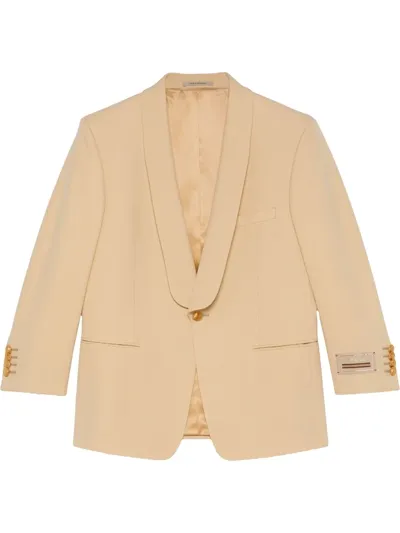 Gucci Single-breasted Wool Blazer In Beige