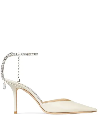 Jimmy Choo Saeda 85mm Pointed Pumps In Linen