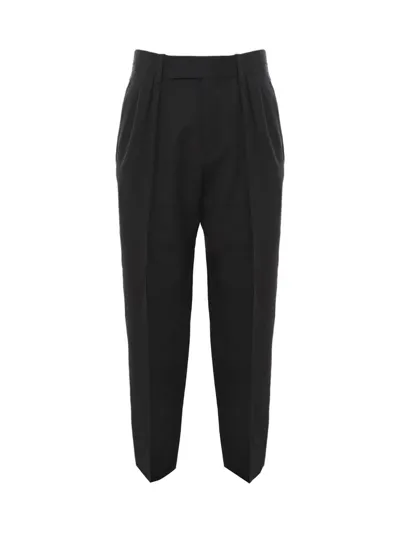 Saint Laurent Button Detailed Straight Leg Trousers In Black