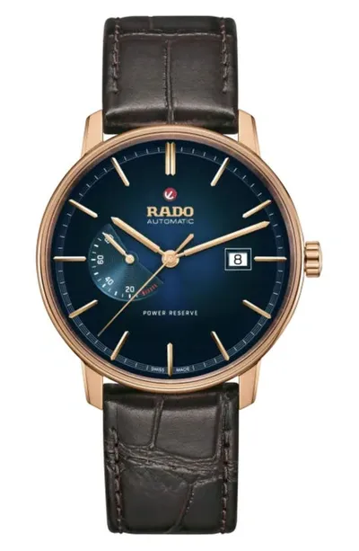 Rado Men's Coupole Classic Automatic Brown Leather Strap Watch 41mm In White