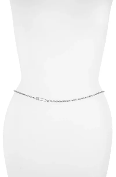 Vidakush Safety Pin Charm Belly Chain In Silver