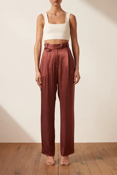 Shona Joy Thalia High Waisted Tailored Pant In Sangria