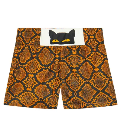 Mini Rodini Kids' Snakeskin-print Shorts In Brown