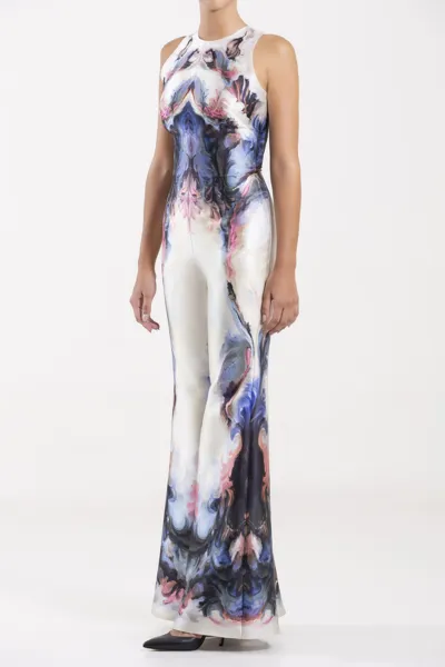 Saiid Kobeisy Mikado Abstract-print Piqué Jumpsuit In Grey