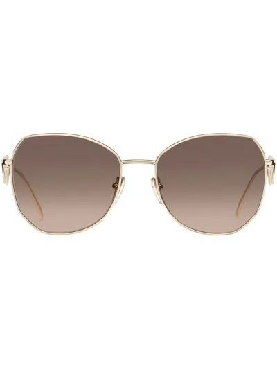 Prada Logo-plaque Oversized-frame Sunglasses In Gold