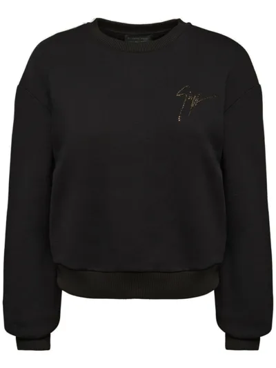 Giuseppe Zanotti Sauvanne Crystal-logo Sweatshirt In Grey