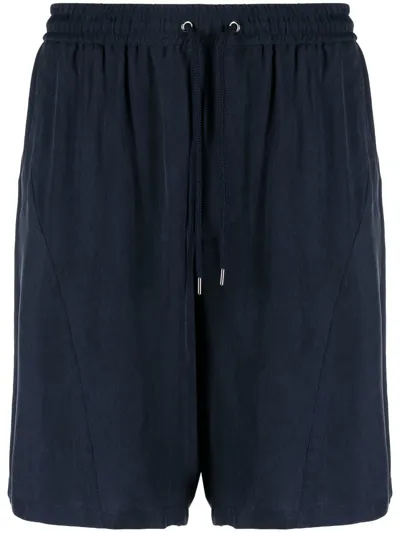 Giorgio Armani Drawstring Cotton Bermuda Shorts In Blue