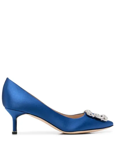 Manolo Blahnik Hangisi 50mm Pumps In Blue