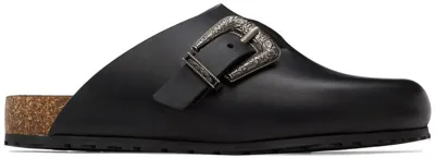 Saint Laurent Buckled Backless Leather Loafers In Nero