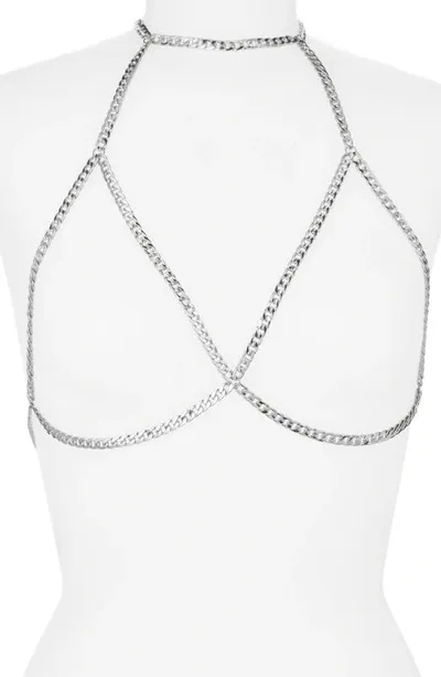 Vidakush Curb Chain Bikini Body Jewelry In Silver