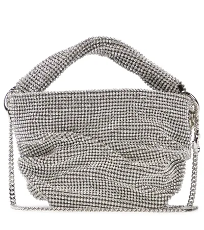 Jimmy Choo Bonny Crystal Mesh Crossbody Bag In Silver