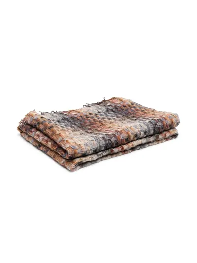 Missoni Interwoven-knit Design Blanket In Brown