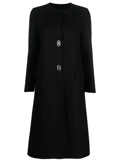 Ferragamo Single-breasted Wool-cashmere Coat In Black