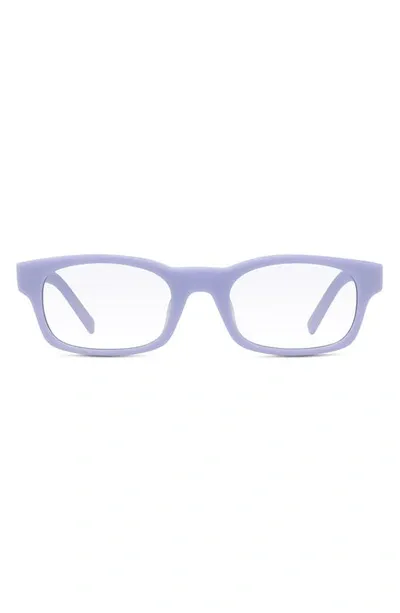 Givenchy 49mm Blue Rectangular Blue Light Blocking Glasses In Shiny Milky Lilac