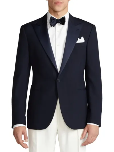 Ralph Lauren Purple Label Formal Gregory Peak Lapel Single-button Sport Coat In Navy