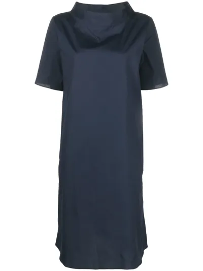 Xacus Funnel-neck Shift Dress In Blue