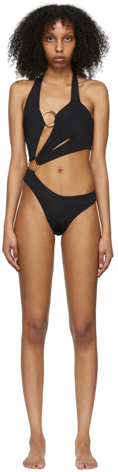 Louisa Ballou Black Recycled Nylon One-piece Swimsuit