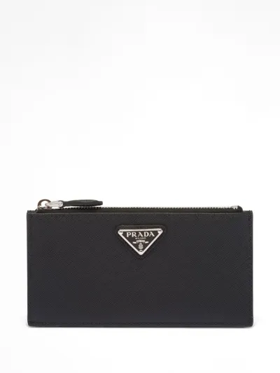 Prada Saffiano Leather Card Holder In 黑色