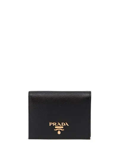 Prada Small Saffiano Leather Wallet In Nero