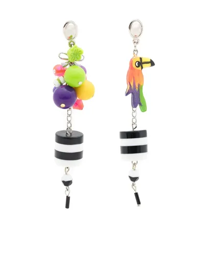 Amir Slama Parrot-motif Drop Earrings In Multicolour