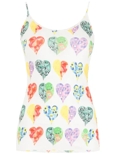 Amir Slama Heart-print Tank Top In Neutrals