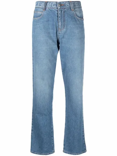 Stella Mccartney Salt And Pepper Lasered Logo Jeans In Denim