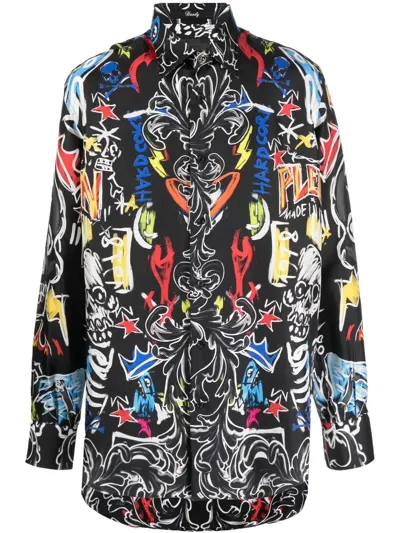 Philipp Plein All-over Graphic-print Shirt In Black