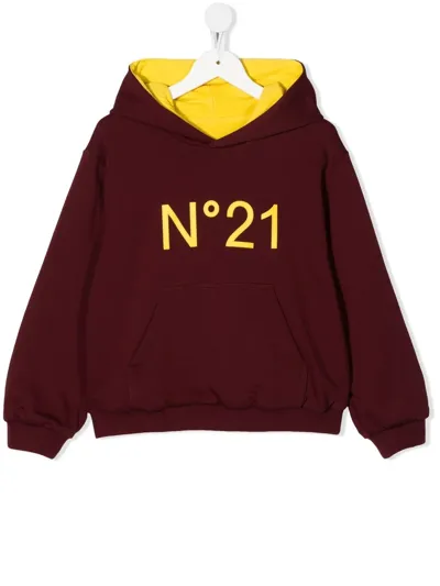 N°21 Kids' Logo-print Detail Hoodie In Red